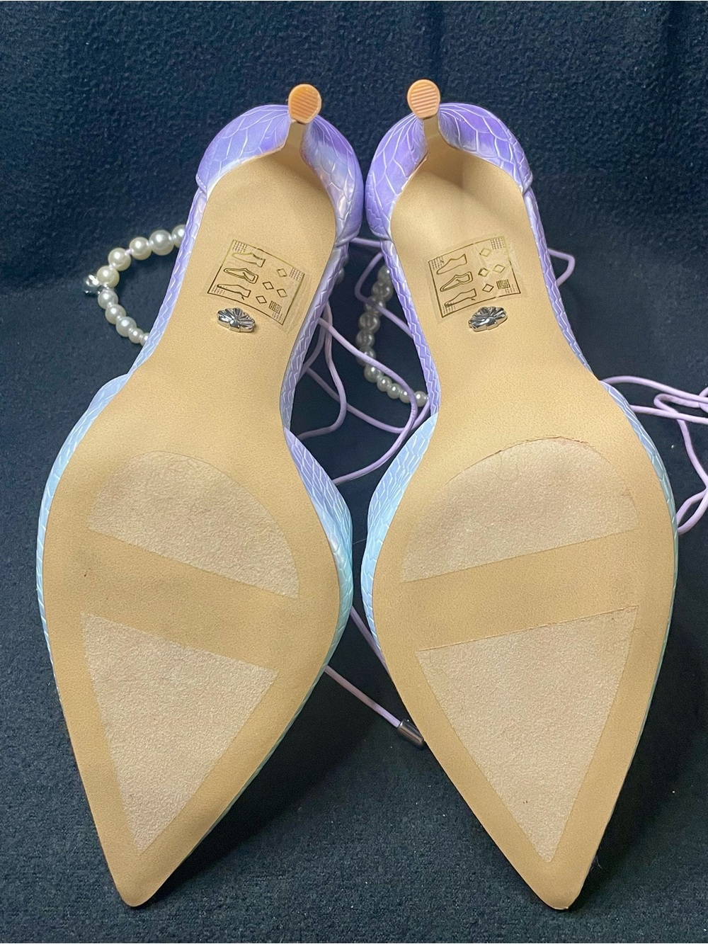 *RARE* Ariel Pastel Pointed Toe Heels with Mermaid Pearl Ankle Straps - Women - Picture 9 of 11
